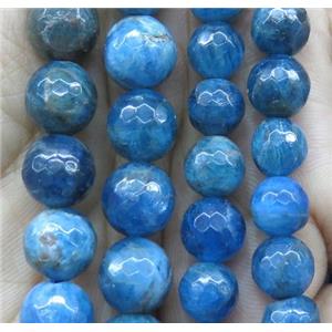 Apatite beads, faceted round, blue, approx 10mm dia