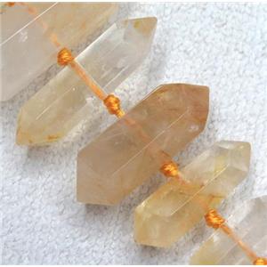 yellow Iron-Quartz Bullet Beads, approx 9-38mm