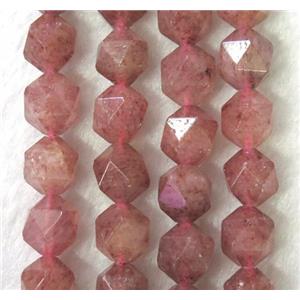 natural pink Strawberry Quartz beads cut round, approx 8mm dia