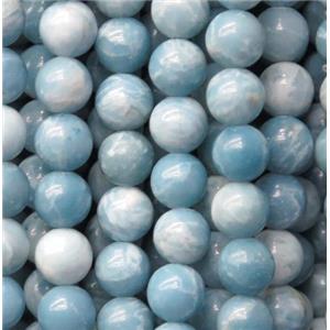 round Chinese Larimar Beads, blue treated, approx 8mm dia