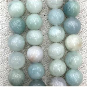 round Aquamarine beads, blue, grade B, synthetic, approx 8mm dia