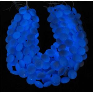 blue GlowStone beads, flatround, approx 18mm dia