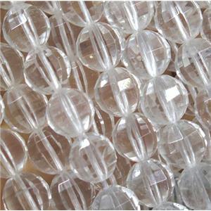 white Clear Quartz beads, Pumpkin, faceted round, approx 8mm dia