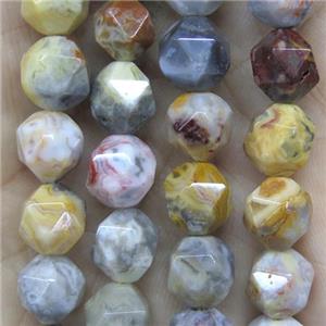 faceted round yellow Crazy Agate beads ball, approx 6mm dia