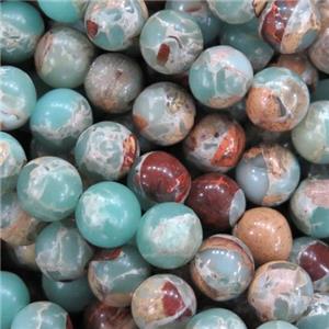round blue Imperial Jasper beads, synthetic, approx 6mm dia