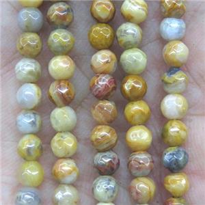 tiny yellow crazy agate beads, faceted round, approx 4mm dia