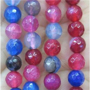 agate beads, faceted round, mix color, approx 6mm dia