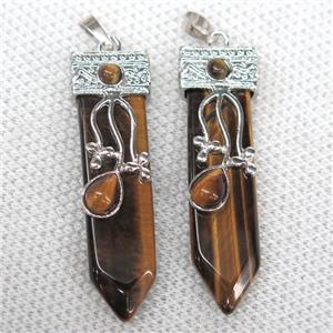 Tiger eye stone arrowhead pendant, approx 13-52mm