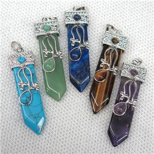 mixed gemstone pendant, arrowhead, approx 13-52mm