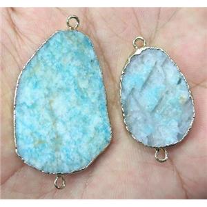 Amazonite connector, slice, freeform, green, approx 20-35mm