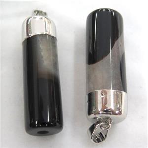 agate druzy column pendant, approx 14-40mm