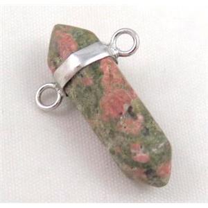 unakite bullet pendant with 2holes, approx 10-30mm