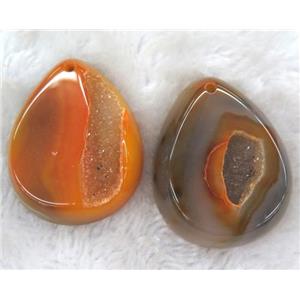 druzy agate pendant, teardrop, approx 30-45mm