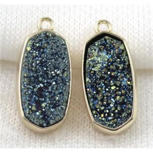 druzy quartz pendant, gold plated, approx 12x25mm