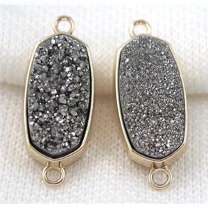 druzy quartz connector, gold plated, approx 12x25mm
