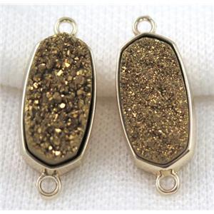 druzy quartz connector, gold plated, approx 12x25mm