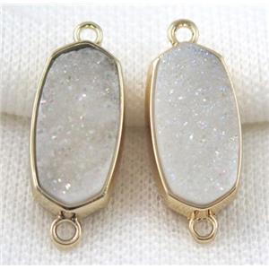 druzy quartz connector, gold plated, approx 12x25mm