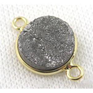 sunagate druzy connector, flat-round, approx 15mm dia