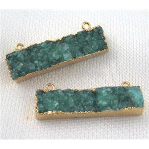 green druzy quartz pendant with 2loops, rectangle, gold plated, approx 10-40mm