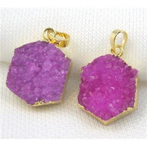 druzy quartz pendant, freeform, approx 20mm dia