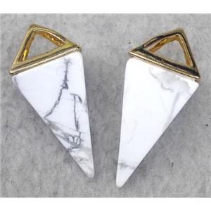 white turquoise pendant, freefrom, gold plated, approx 15-35mm