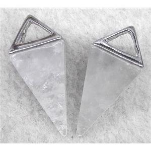 clear quartz pendant, freefrom, platinum plated, approx 15-35mm