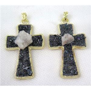 gemstone pendant, cross, approx 40-60mm