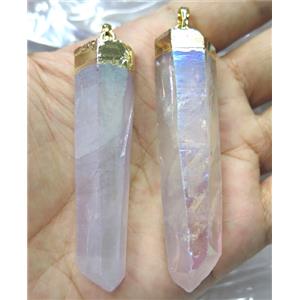 clear quartz stick pendant, AB color, approx 12-75mm