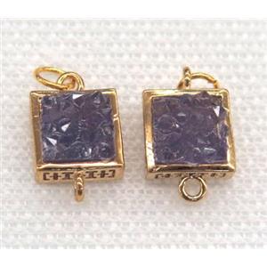 gemstone connector, square, gold plated, approx 10x10mm
