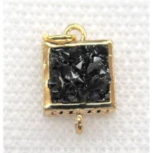 gemstone connector, square, gold plated, approx 10x10mm