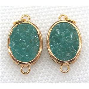 gemstone connector, oval, gold plated, approx 15x20mm