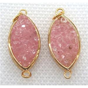 gemstone connector, oval, gold plated, approx 12x20mm