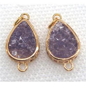 gemstone connector, teardrop, gold plated, approx 12x16mm