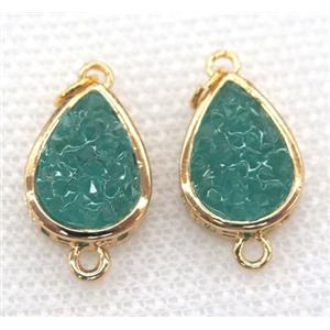 gemstone connector, teardrop, gold plated, approx 12x16mm