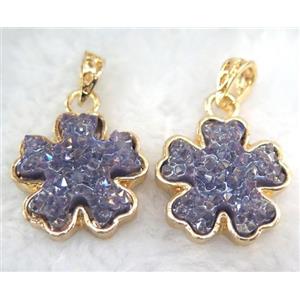 druzy resin pendant, gold plated, approx 25mm dia