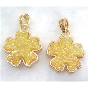 druzy resin pendant, gold plated, approx 25mm dia