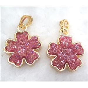 druzy resin pendant, gold plated, approx 25mm dia