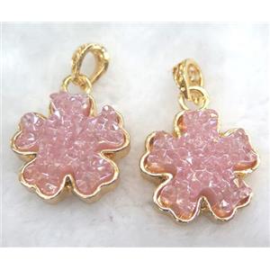 druzy resin pendant, gold plated, approx 25mm dia