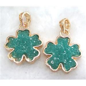 druzy resin pendant, gold plated, approx 25mm dia