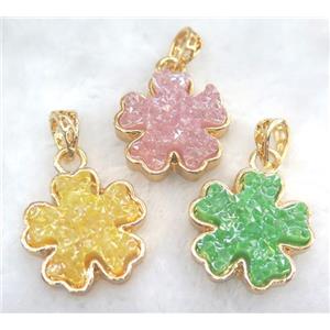 druzy resin pendant, gold plated, approx 25mm dia