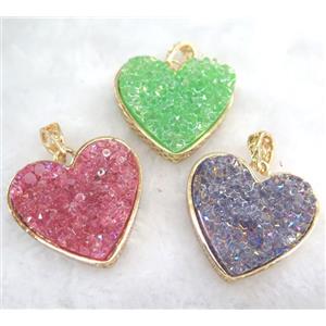 druzy resin pendant, gold plated, approx 28-33mm