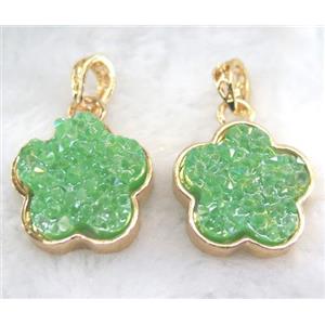 druzy resin pendant, gold plated, approx 23mm dia