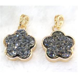 druzy resin pendant, gold plated, approx 23mm dia