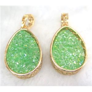 druzy resin pendant, gold plated, approx 20-28mm