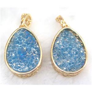 druzy resin pendant, gold plated, approx 20-28mm
