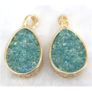 druzy resin pendant, gold plated, approx 20-28mm