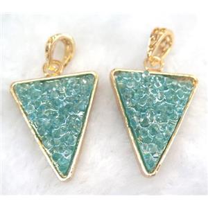 druzy resin pendant, gold plated, approx 24-28mm