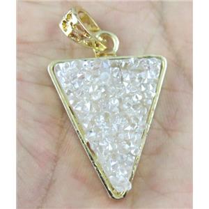 druzy resin pendant, gold plated, approx 24-28mm