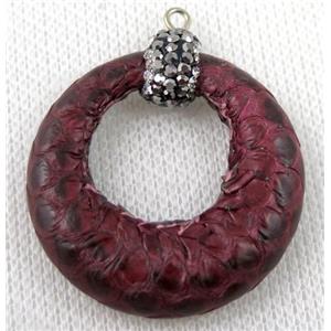 gemstone pendant paved rhinestone, approx 35mm dia