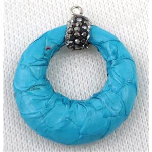 gemstone pendant paved rhinestone, approx 35mm dia